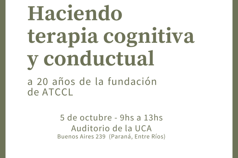 Abordaremos dos temas: Tema 1: Sufrir en silencio: perfeccionismo clínico y patología del control inhibitorio excesivo. Disertante: Dr. Eduardo Keegan. Tema 2: La pesadilla del mal dormir: qué nos ofrece la terapia cognitiva y conductual. Disertante: Dr. Pablo López. Arancel: Si abonas en Agosto el valor de la jornada es de $25000 Si abonas en Septiembre el valor de la jornada es de $30000 Miembros y alumnos de ATCCL: $25000 Te dejamos el formulario de inscripción. ¡Esperamos contar con tu presencia! Comisión ATCCL 2024.